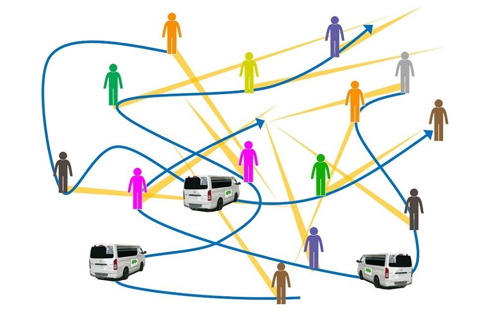 Convehicle的運行計劃示意圖。乘車(chē)點(diǎn)大多設置在垃圾回收站（注1）附近，僅需從家出門(mén)扔垃圾的距離便可使用Convehicle。